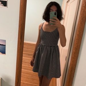 Guess Lace-up Back Striped Skater Dress